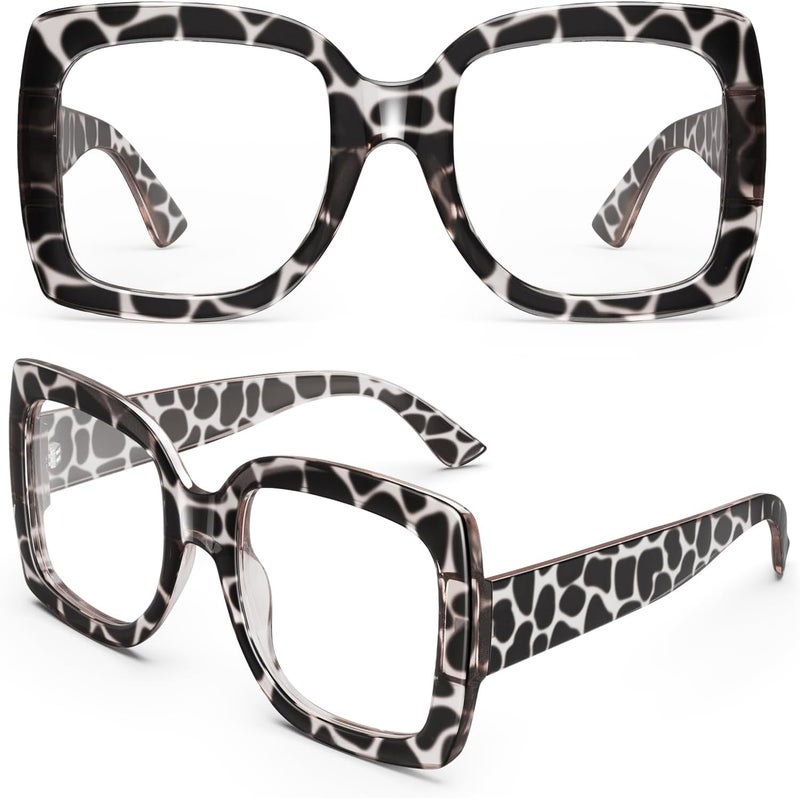 GQUEEN Oversized Fake Glasses Women Men Retro Thick Big Square Frame Clear Lens UV400 Protection Fashion Eyeglasses - Image 1